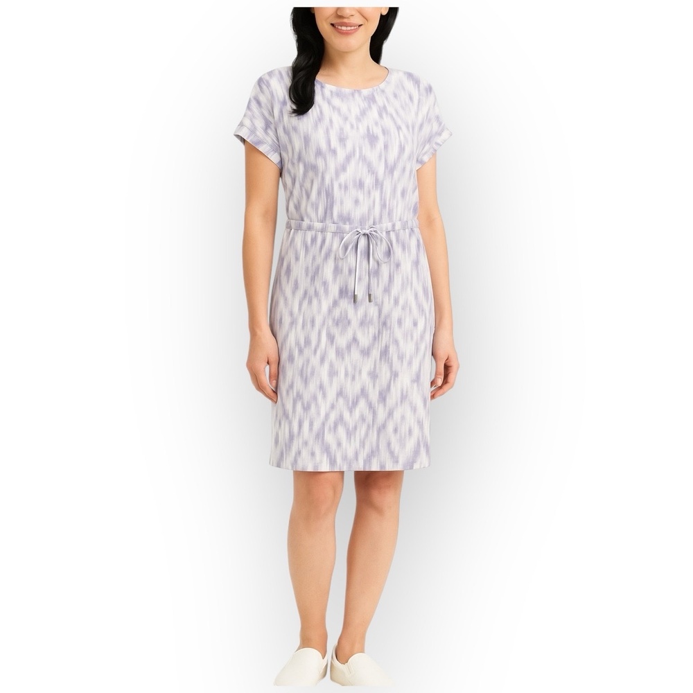 NWT Hilary Radley Short Sleeve Drawstring‎ Waist Dress – Lavender/Off White – XS